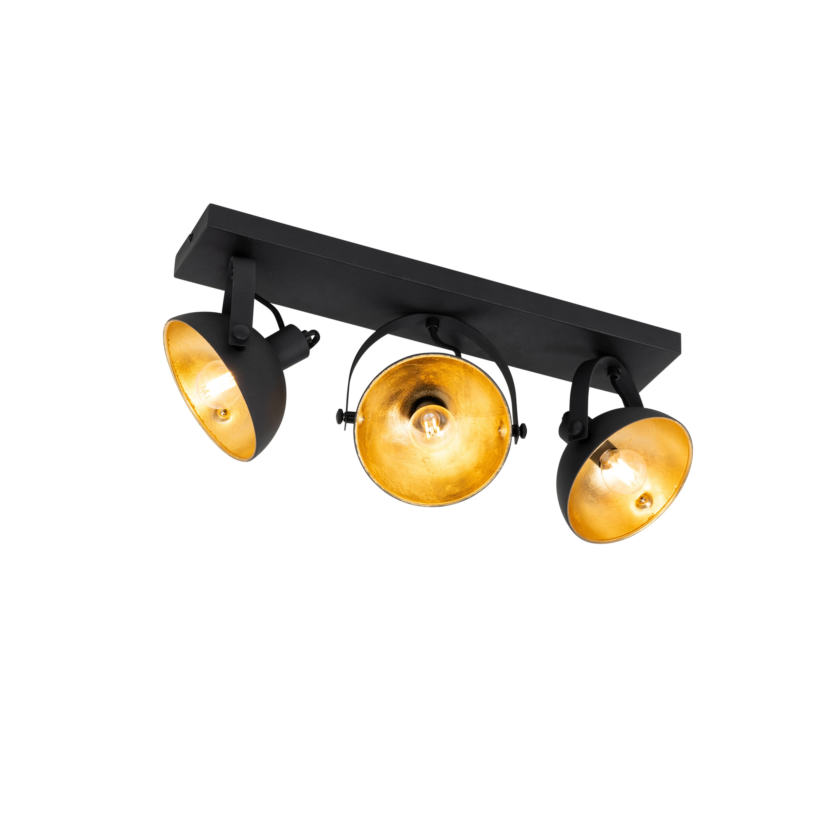 plafonnier industriel noir et doré 3 lumières orientable - magnax