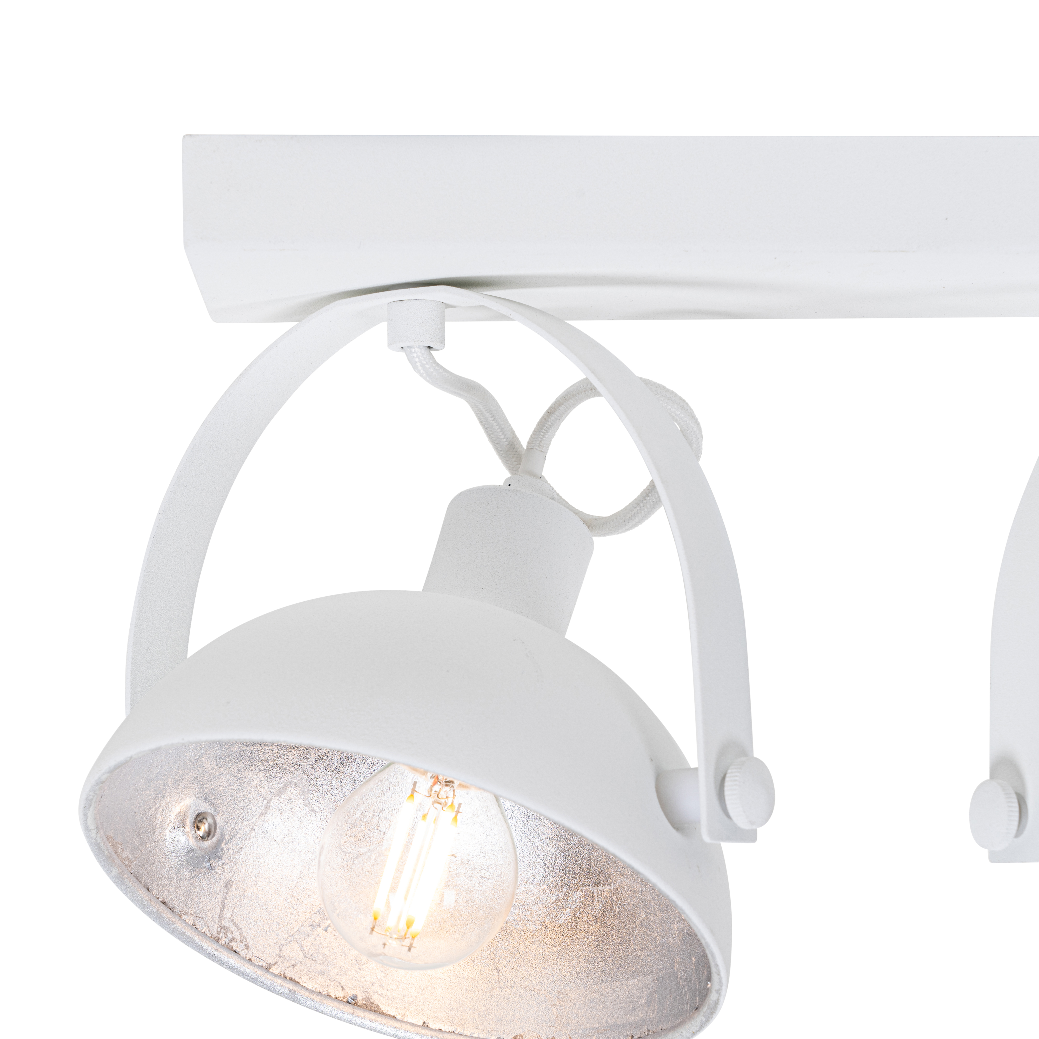 plafonnier industriel blanc argent 3 lumières orientable - magnax