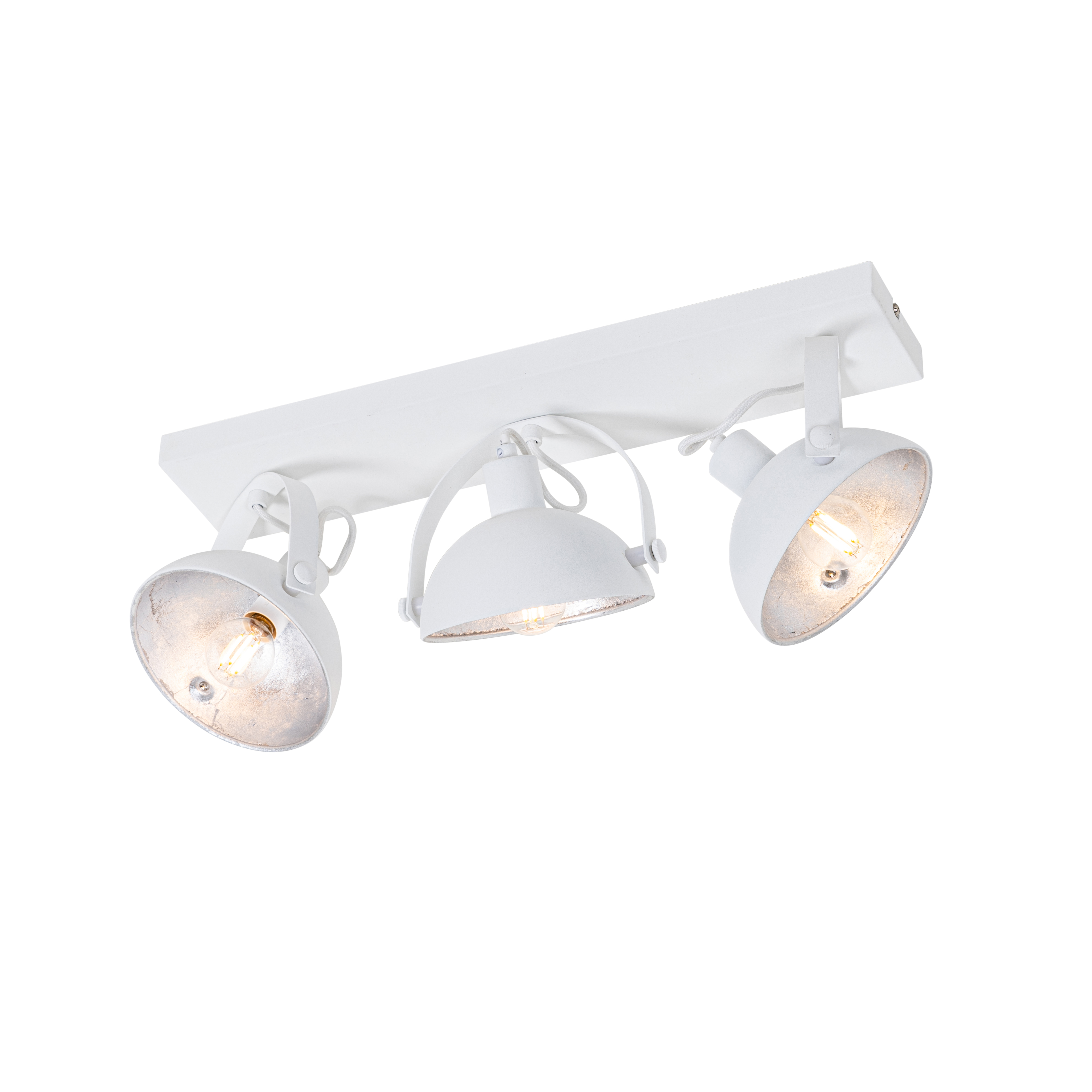 plafonnier industriel blanc argent 3 lumières orientable - magnax