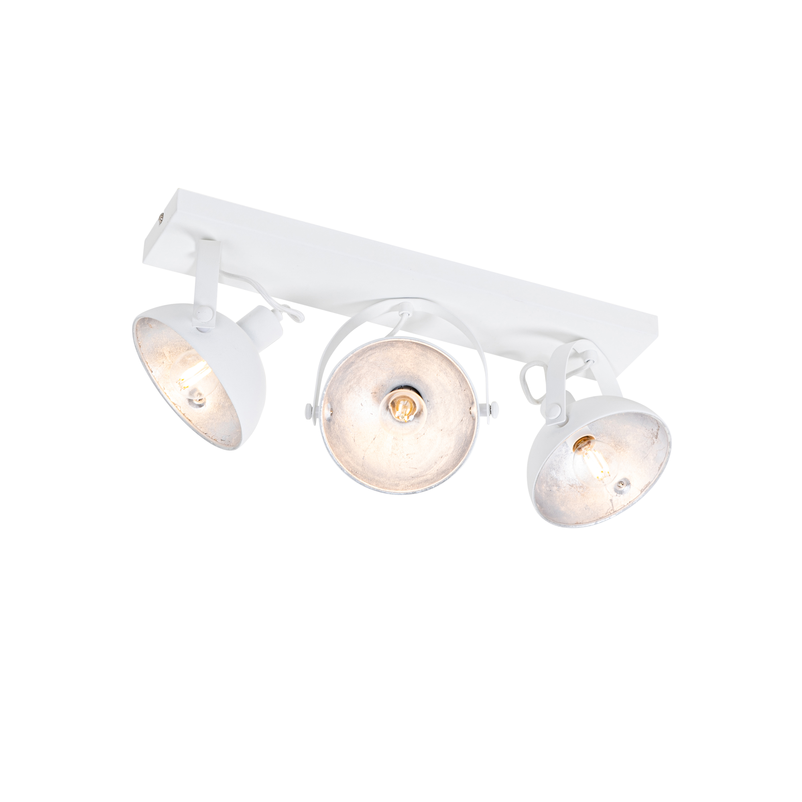 plafonnier industriel blanc argent 3 lumières orientable - magnax