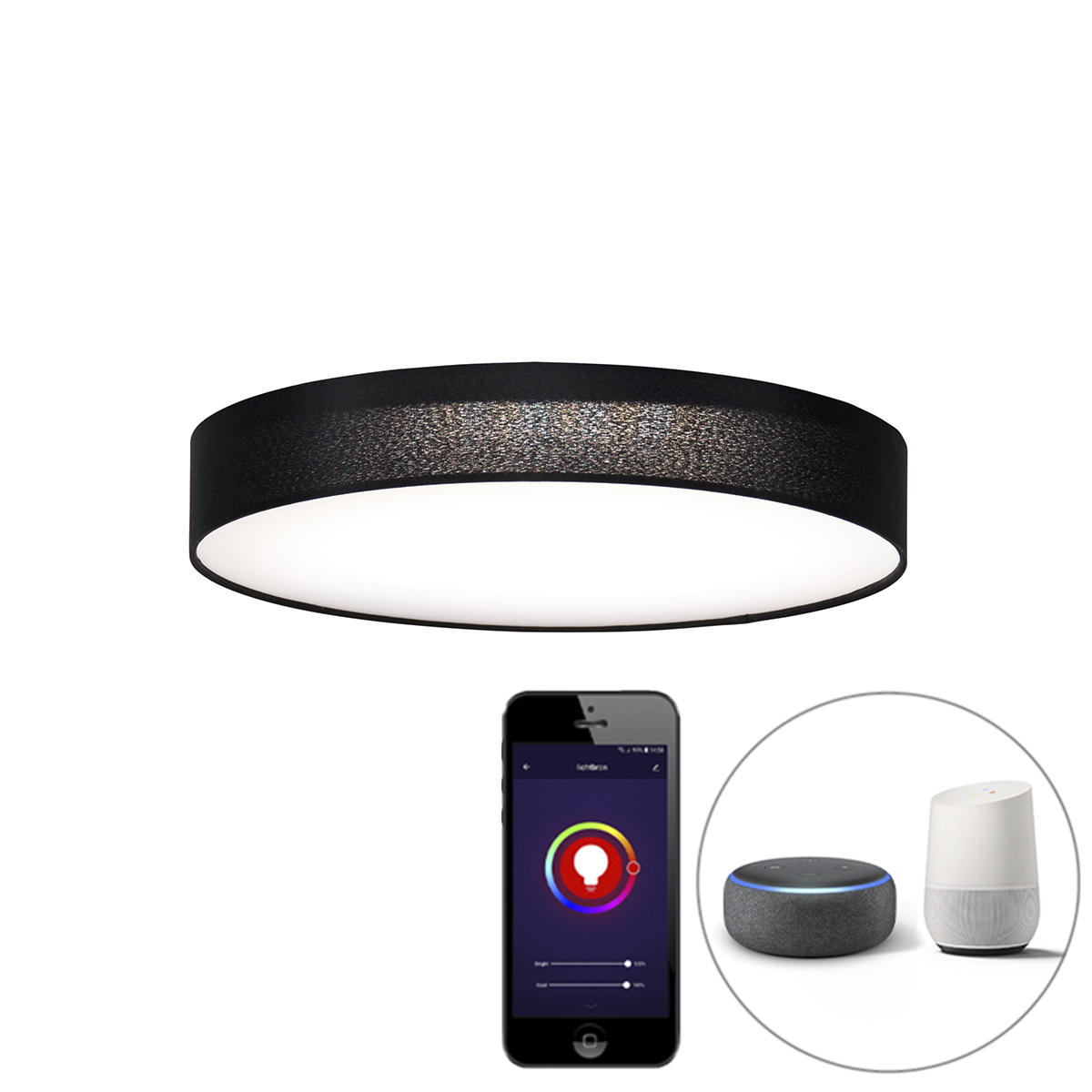 Smart taklampa svart 40 cm inkl LED RGB - Taiko
