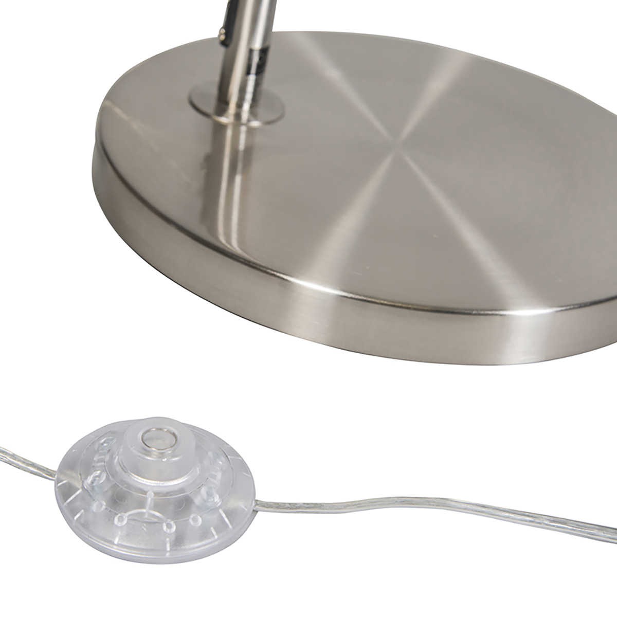 Smarte Bogenlampe Stahl mit weißem Stoffschirm inkl. Wifi A60 - Arc Basic