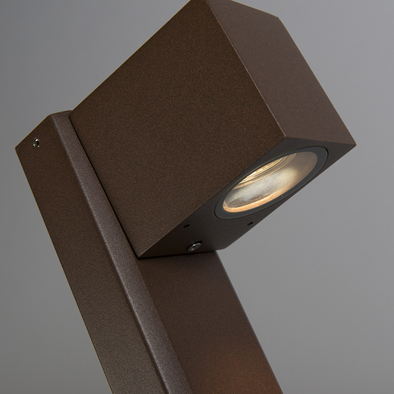 QAZQA Palo Da Giardino Baleno - Moderno - Alluminio,Vetro - Ruggine - Oblungo GU10 Max. 1 X 5 Watt 11 Lampada da esterno intelligente in piedi marrone ruggine 65 cm IP44 con Wifi GU10 - Baleno