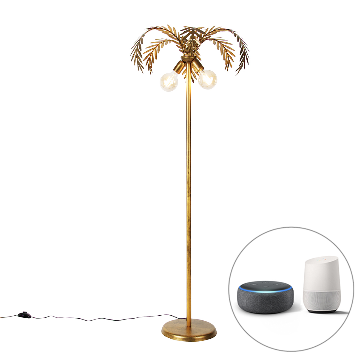 Smart golvlampa guld 2-ljus inkl Wifi G95 – Botanica