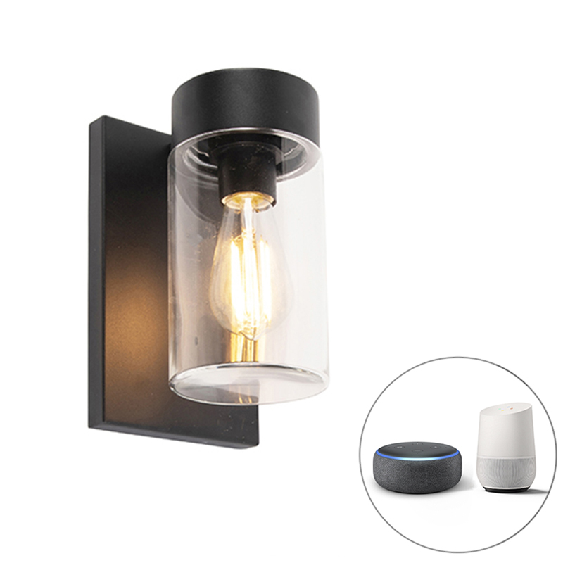 Inteligentné vonkajšie nástenné svietidlo čierne IP44 vrátane Wifi ST64 - Jarra