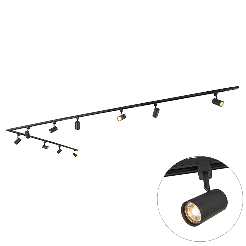 Inteligentný koľajnicový systém osvetlenia čierny 1-fázový 10 svetiel vrátane WiFi GU10 - Iconic Jeana Inteligentný koľajnicový systém osvetlenia čierny 1-fázový 10 svetiel vrátane WiFi GU10 - Iconic Jeana