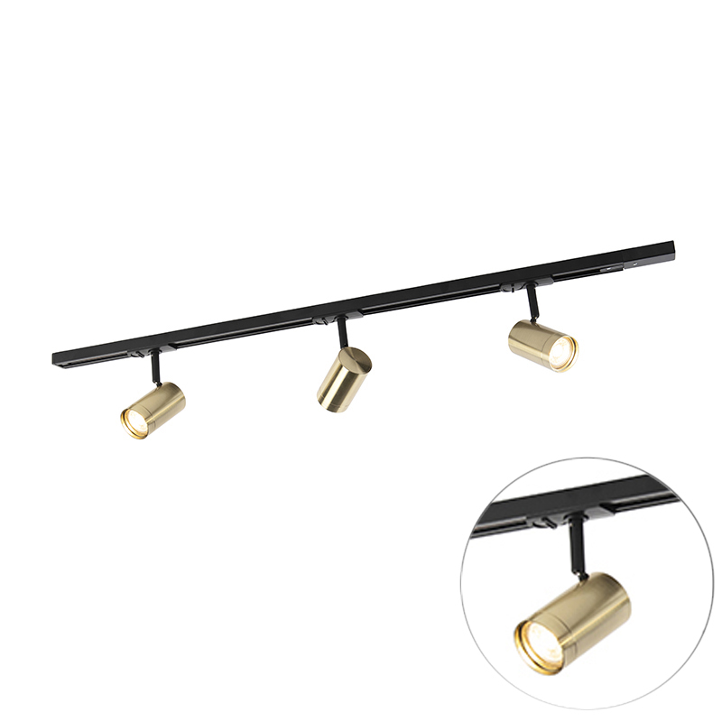 Inteligentný koľajnicový systém osvetlenia čierny so zlatom 1-fázový 3-bodový vrátane Wifi GU10 - Iconic Jeana Inteligentný koľajnicový systém osvetlenia čierny so zlatom 1-fázový 3-bodový vrátane Wifi GU10 - Iconic Jeana