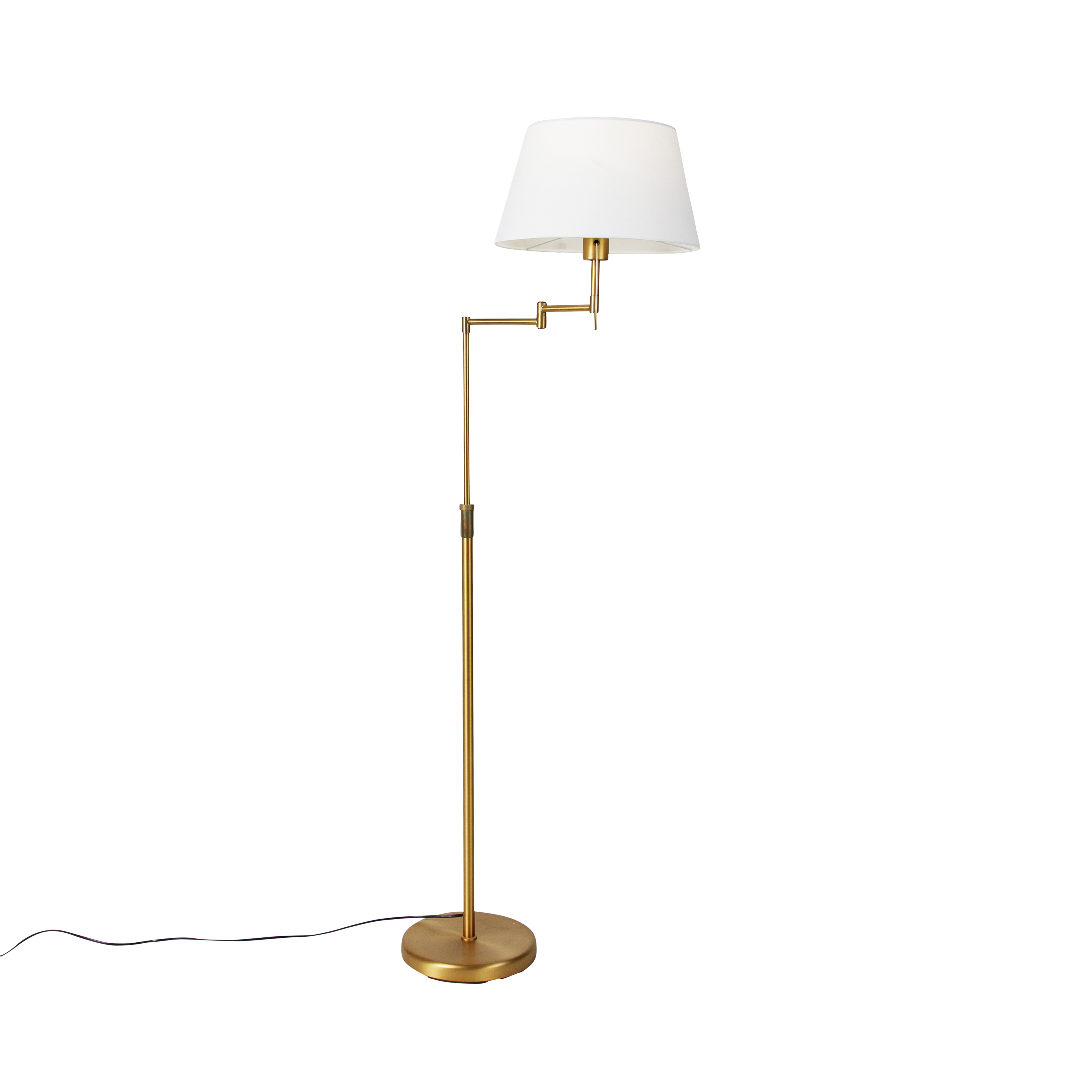 Levně Chytrá stojací lampa bronzová s bílým stínidlem včetně Wifi A60 - Ladas Deluxe