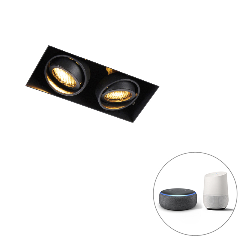 Inteligentné zapustené bodové čierne Trimless 2 svetlá vrátane Wifi GU10 - Oneon Honey