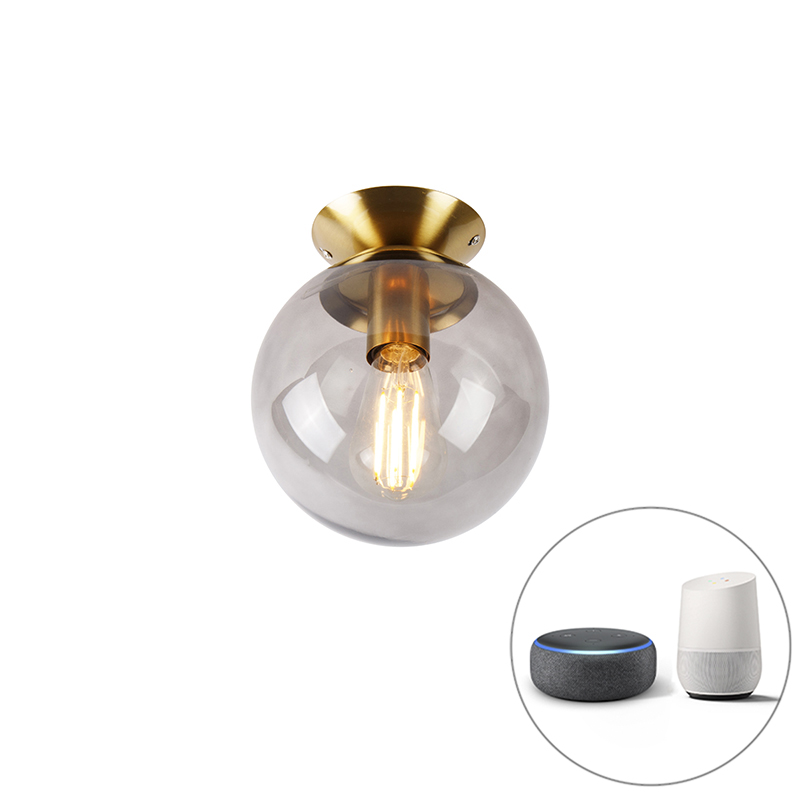 Intelligens mennyezeti sárgaréz lámpa füstüveggel, Wifi ST64-vel - Pallon