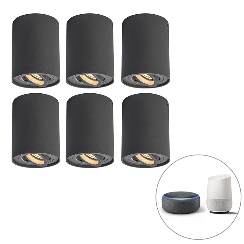 6 foltos smart sötétszürke készlet Wifi GU10-vel - Rondoo up