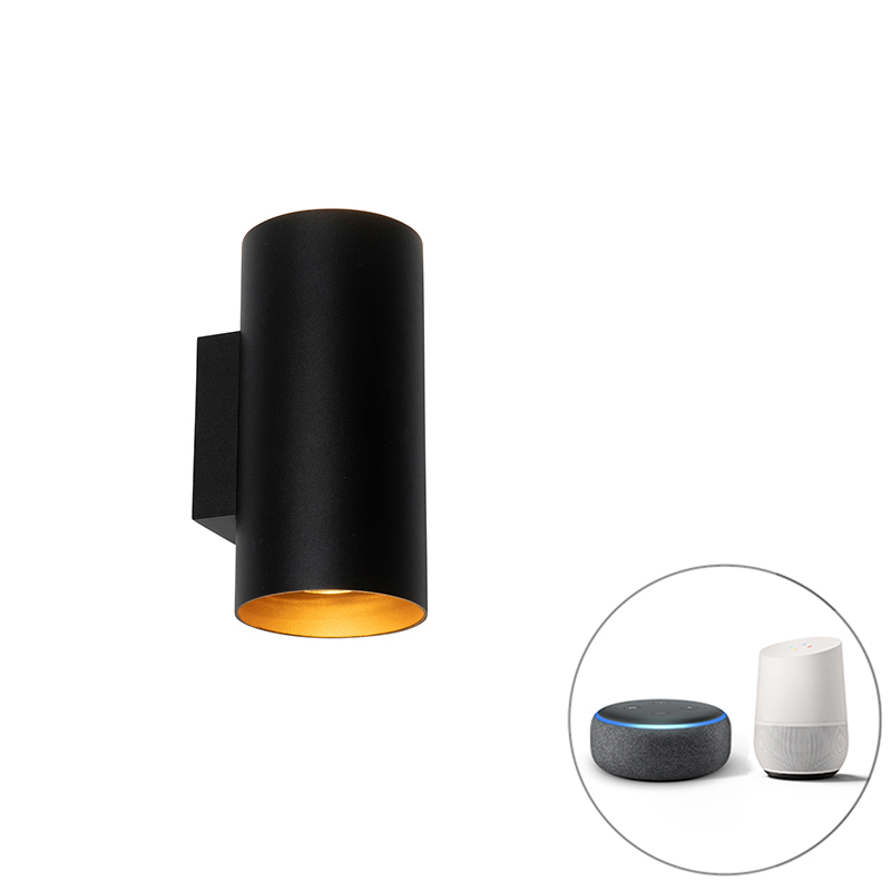 Inteligentné nástenné svietidlo čierne so zlatými 2 svetlami vrátane Wifi GU10 - Sab