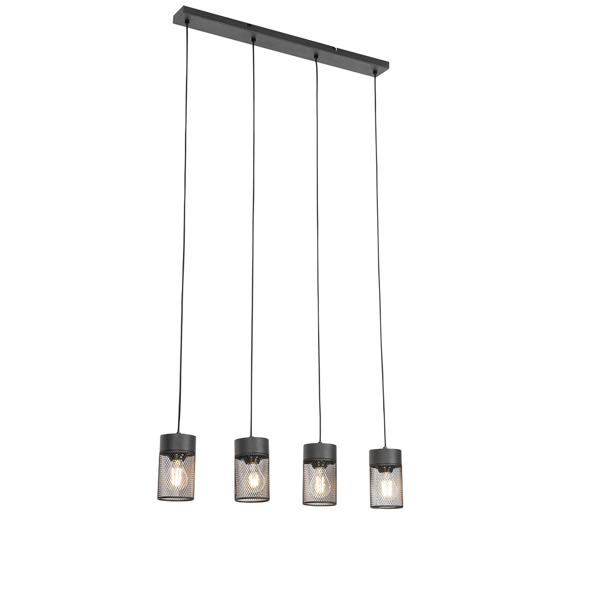 Industrial hanging lamp black 4-light - Jim