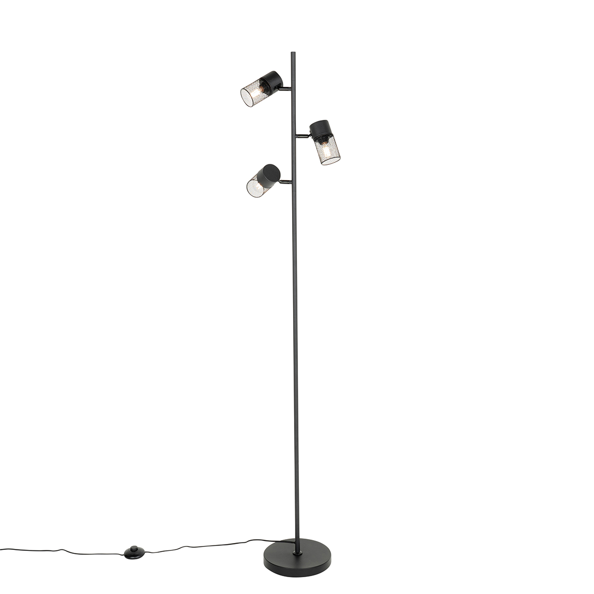 lampadaire industriel noir 3 lumières - jim