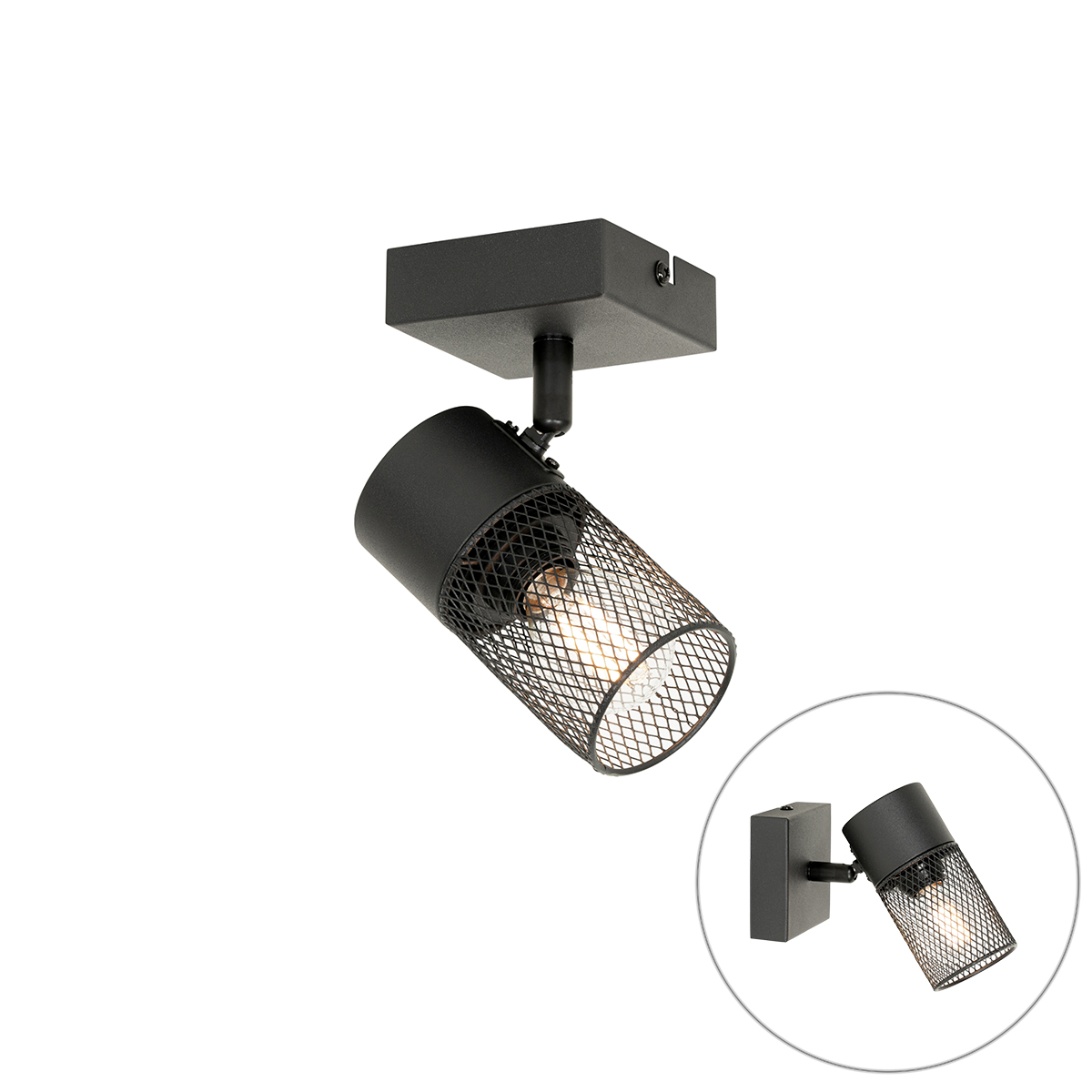 Priemyselné bodové svetlo čierne nastaviteľné - Jim