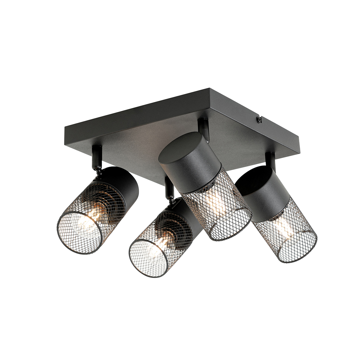 spot de plafond industriel noir 4 lumières orientable - jim