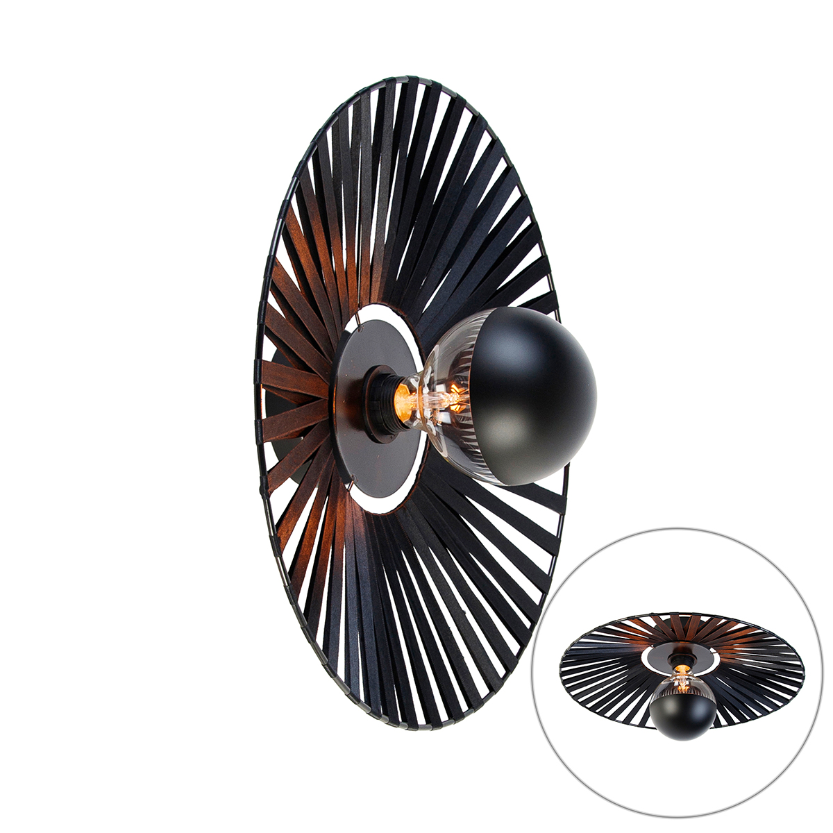 Wandlamp zwart 46 cm incl. G125 kopspiegel dimbaar - Leia