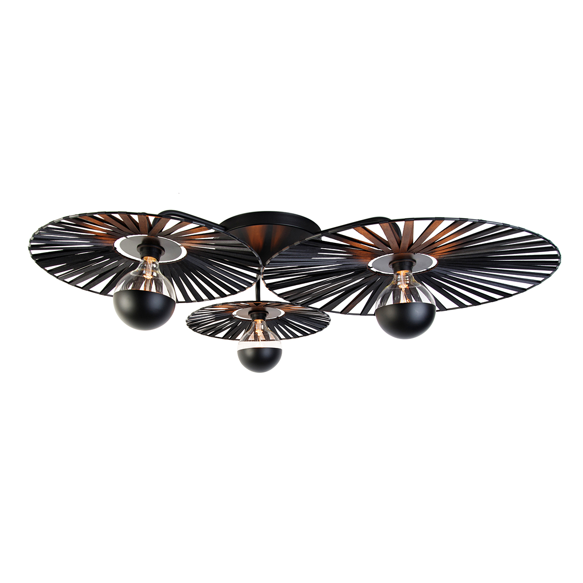 Stropné svietidlo čierne 3 svietidlá vrátane horného zrkadla G125 čierne stmievateľné - Leia