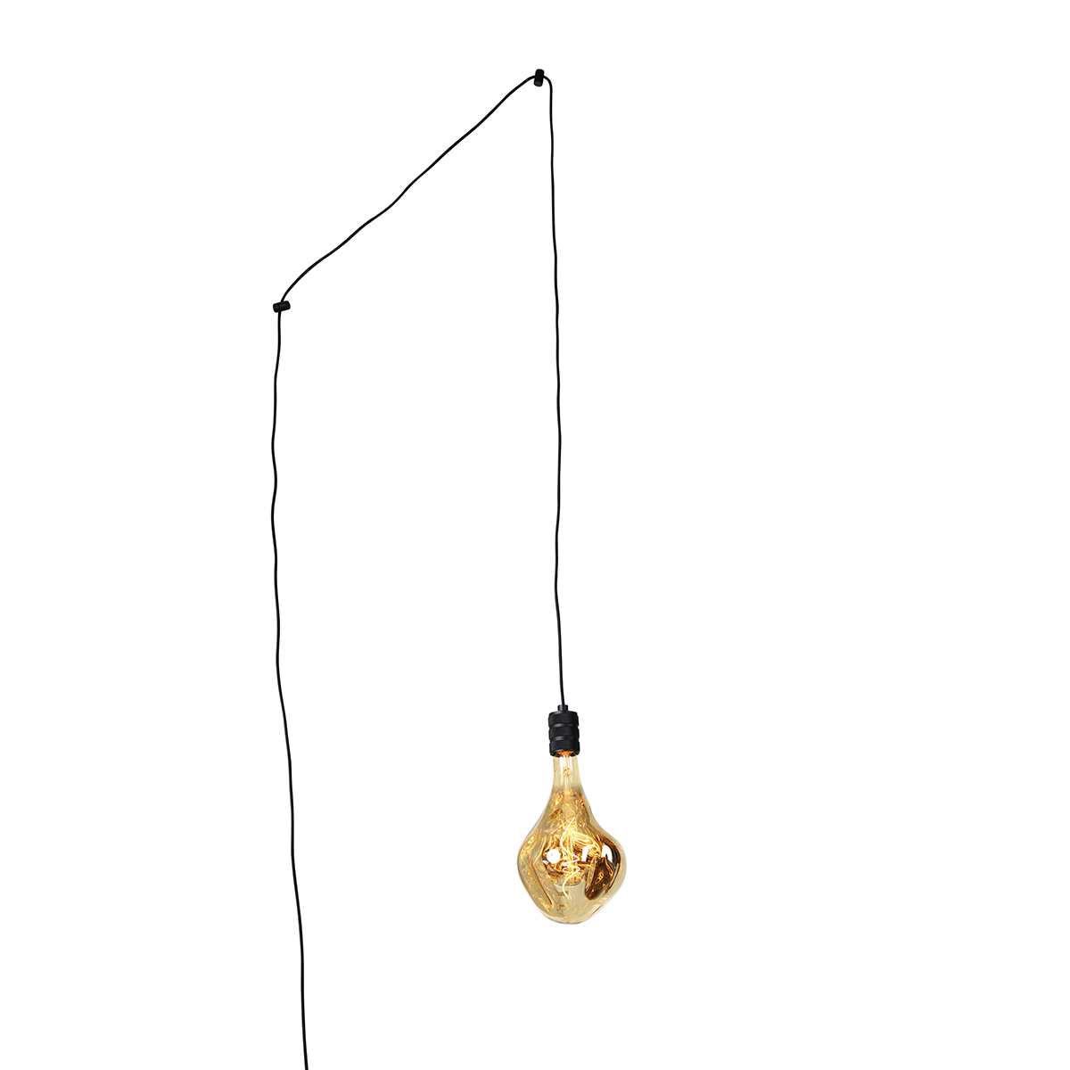 Image of Lampada a sospensione di design nera con spina inclusa lampada a LED dimmerabile - Cavalux