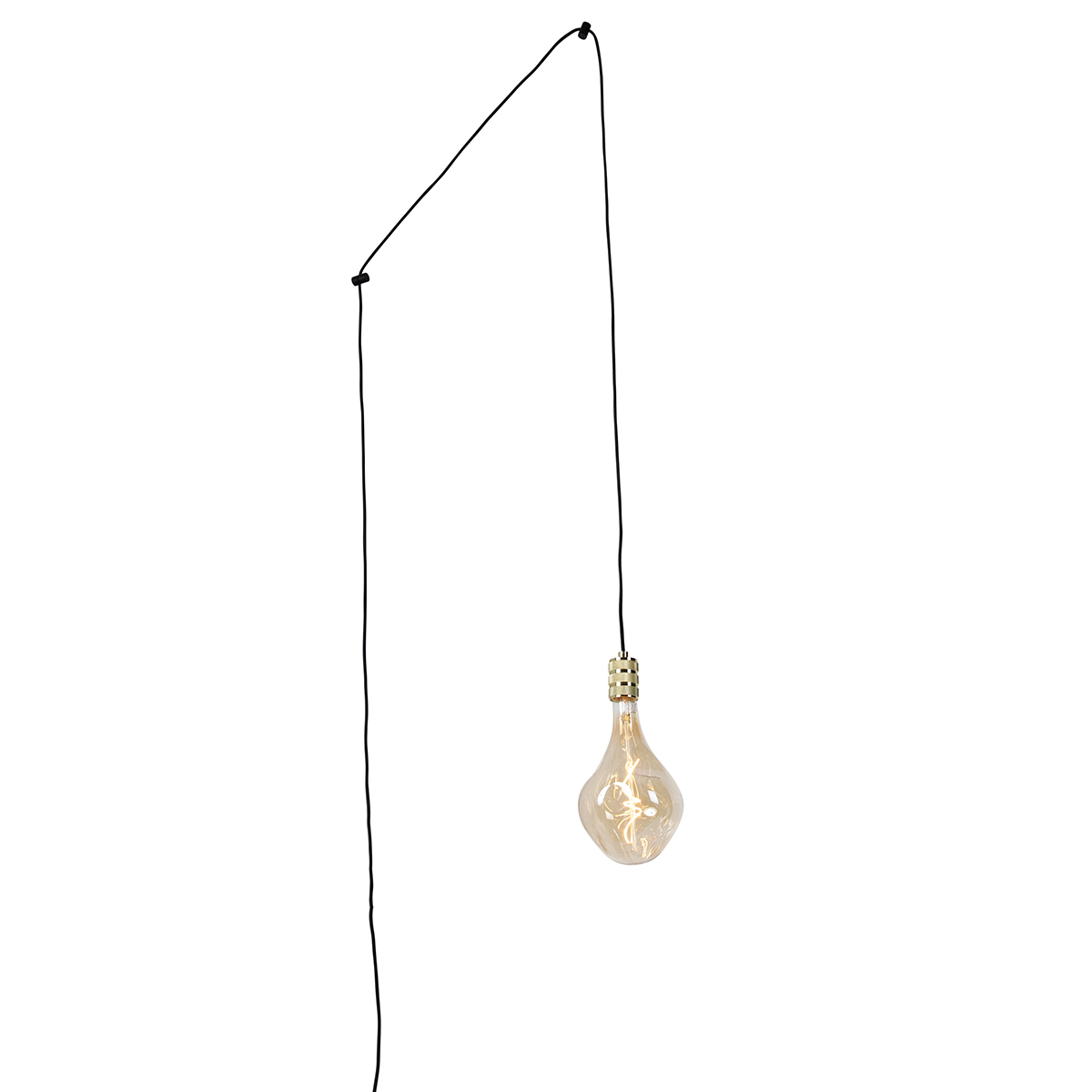 Hanglamp goud met stekker incl. PS160 goldline dimbaar - Cavalux