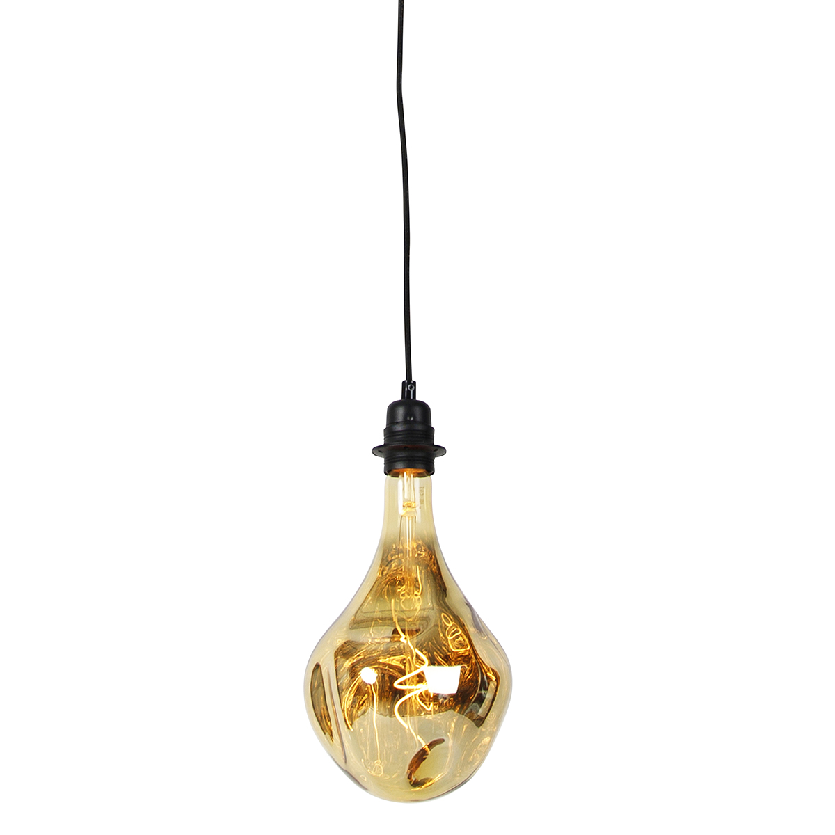 Függesztett lámpa, fekete, szabályozható, LED borostyánsárga fényerőszabályzóval - Cava Luxe