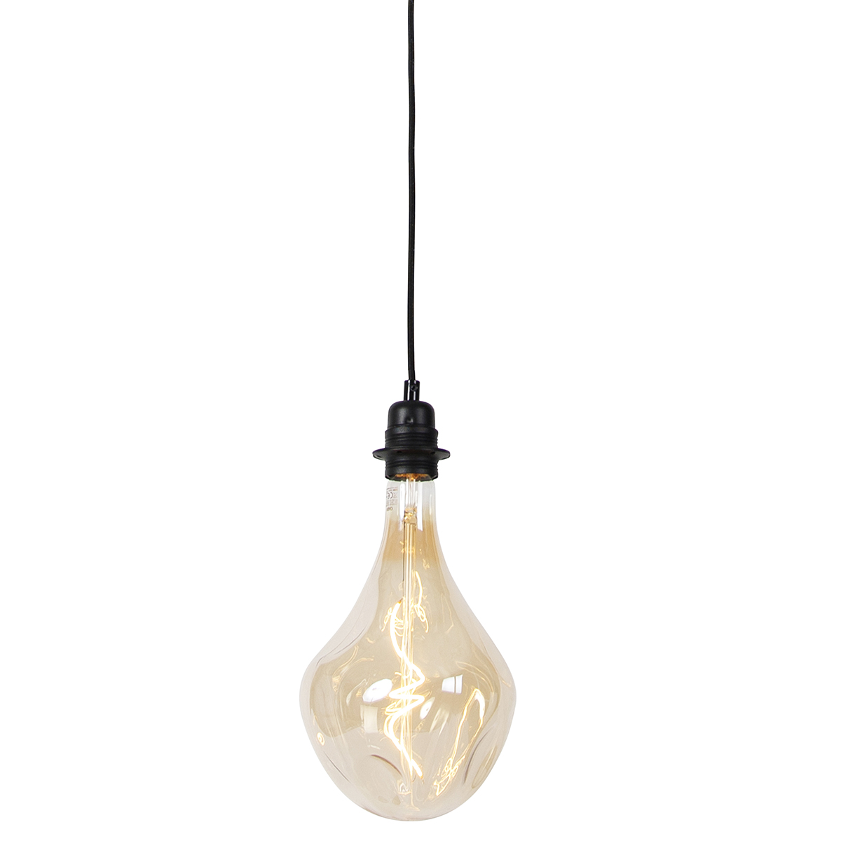 Hanging lamp black dimmable incl. LED gold dimmable - Cava Luxe