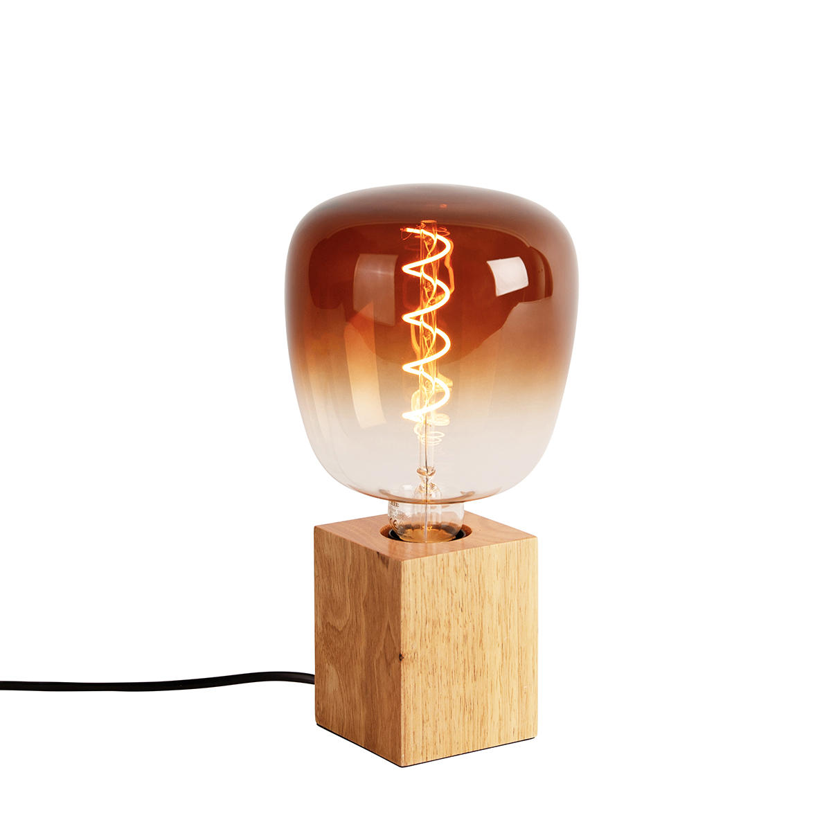 Rustikálna stolná lampa z prírodného dreva vrátane LED G140 - Bloc