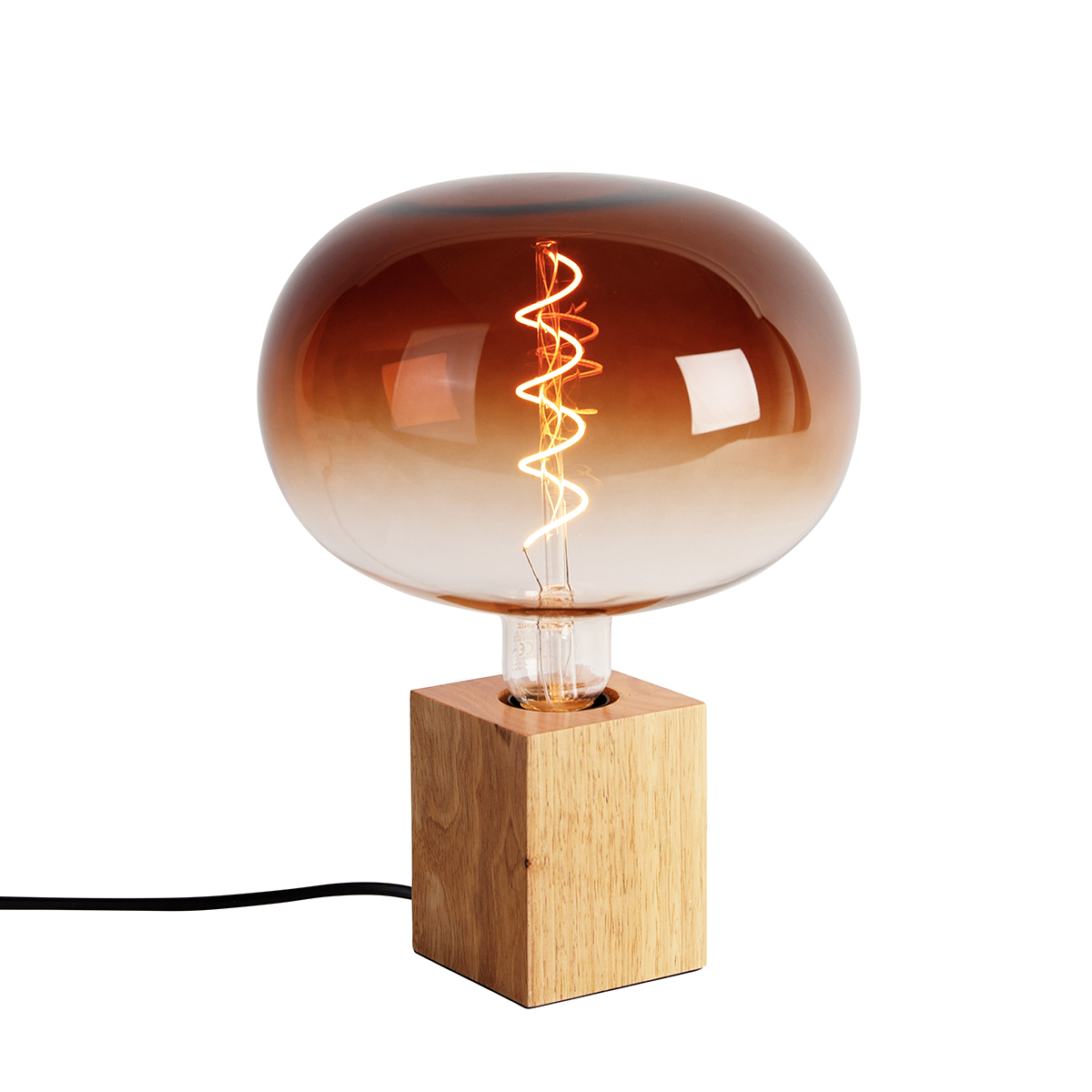 Levně Venkovská stolní lampa přírodní dřevo včetně LED G220 - Bloc