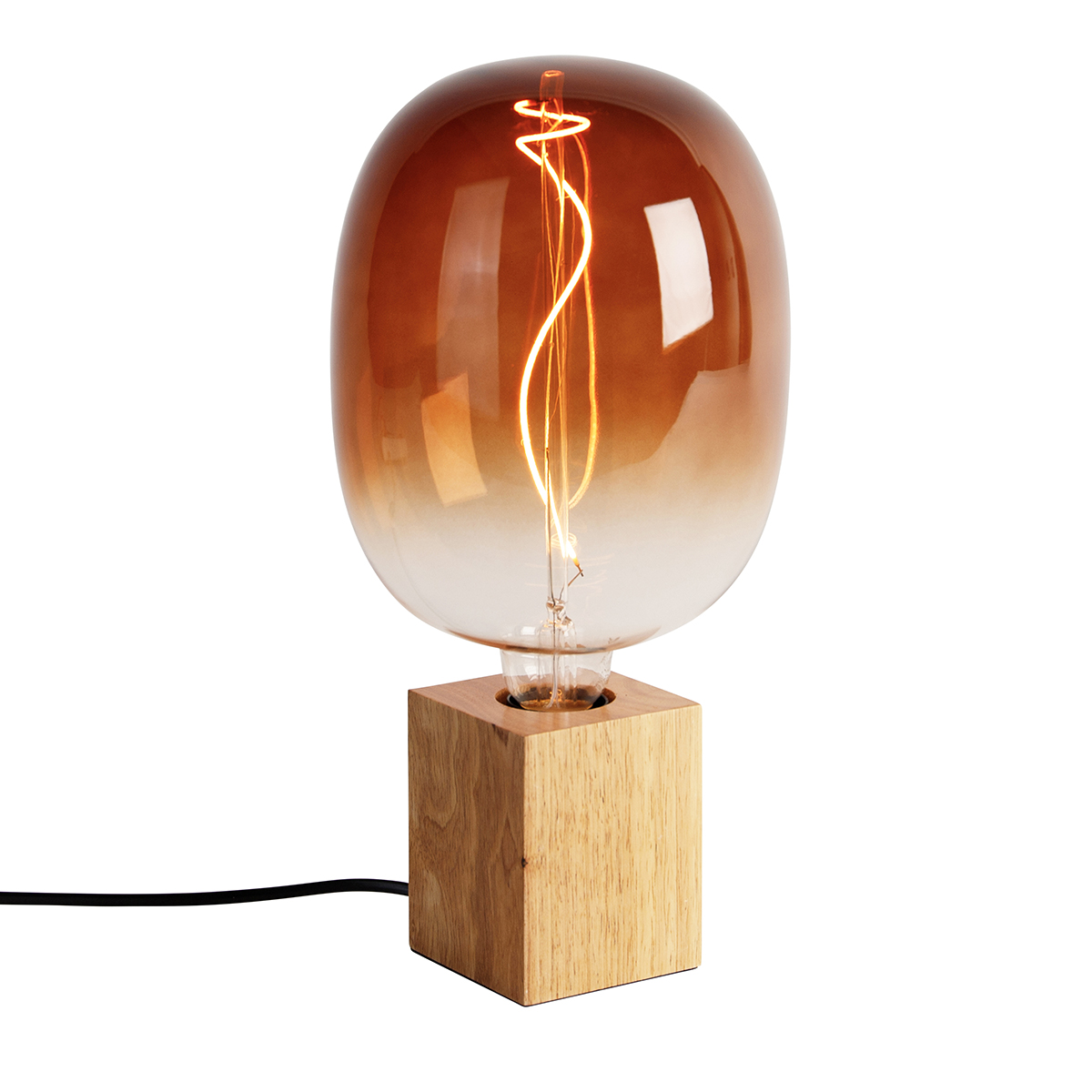 Levně Venkovská stolní lampa přírodní dřevo včetně LED G170 - Bloc