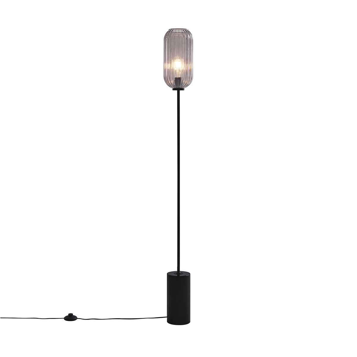 E-shop Stojacia lampa Art Deco čierna s dymovým sklom - Rid