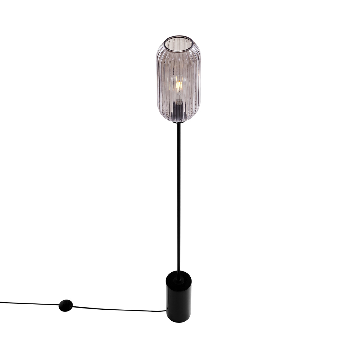 lampadaire art déco noir avec verre fumé - rid