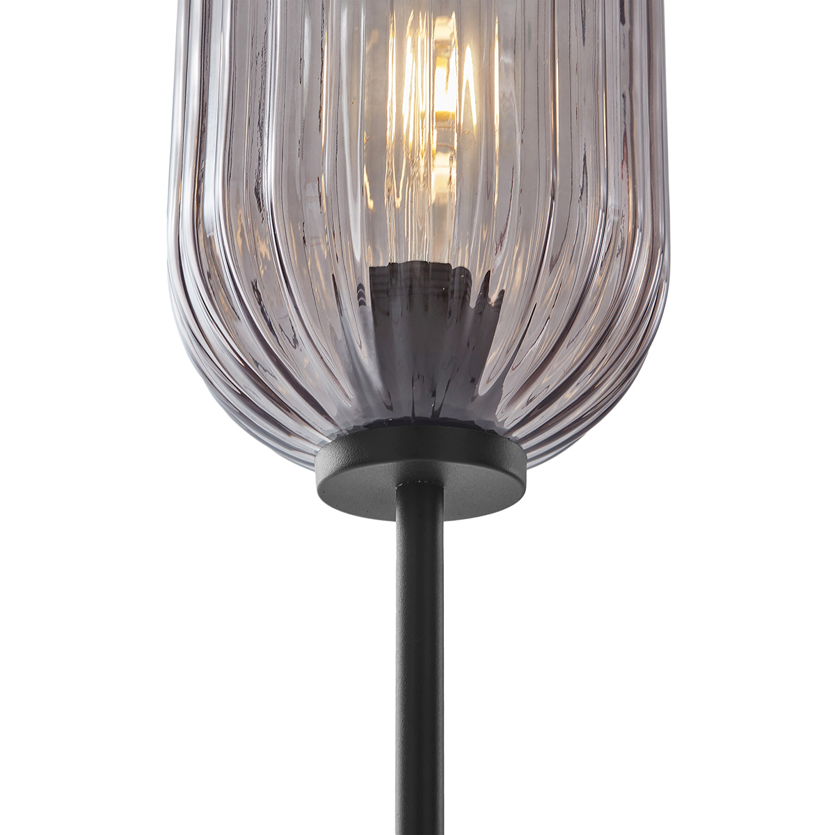 lampadaire art déco noir avec verre fumé 2 lumières - rid