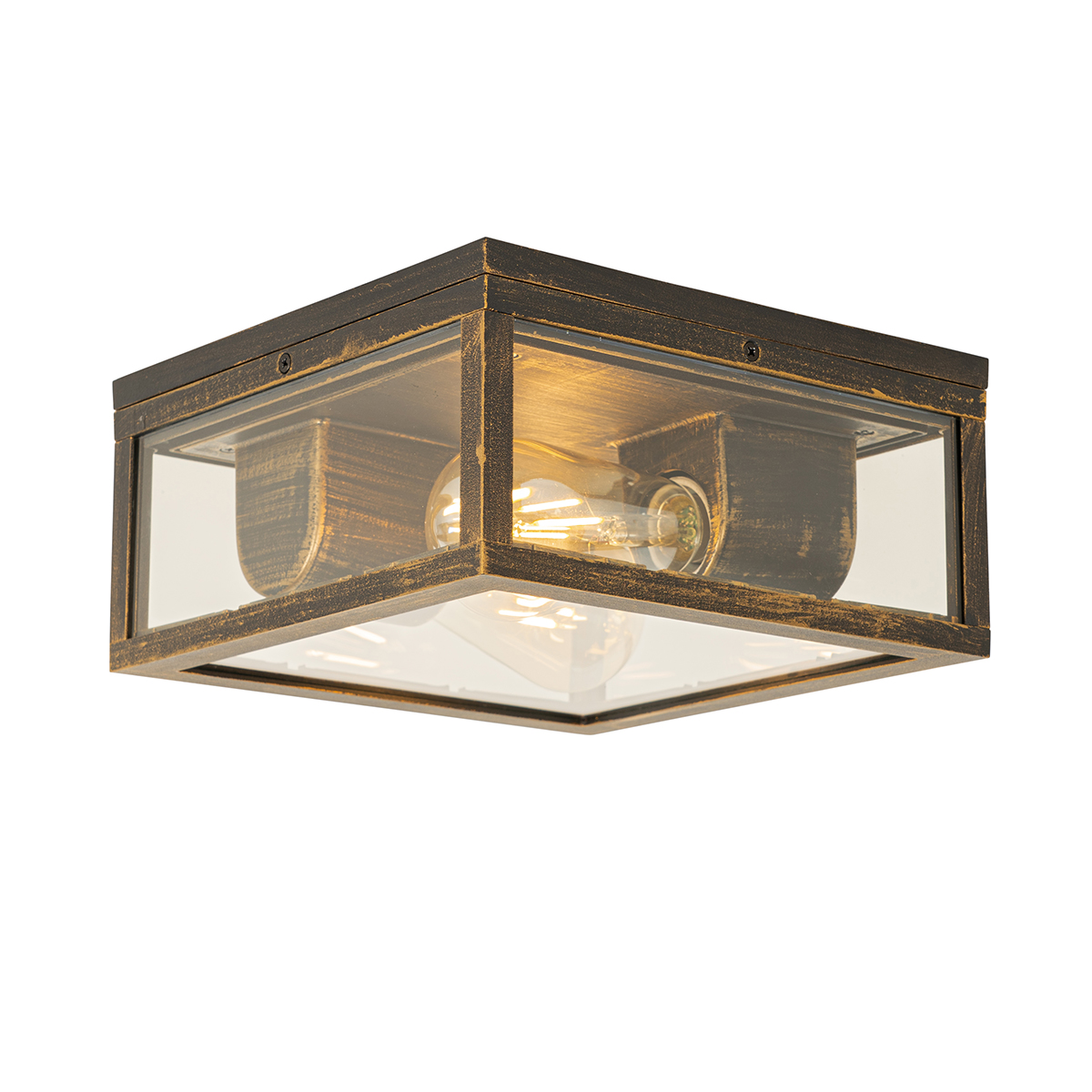 plafonnier vintage doré antique ip44 2 lumières - charlois