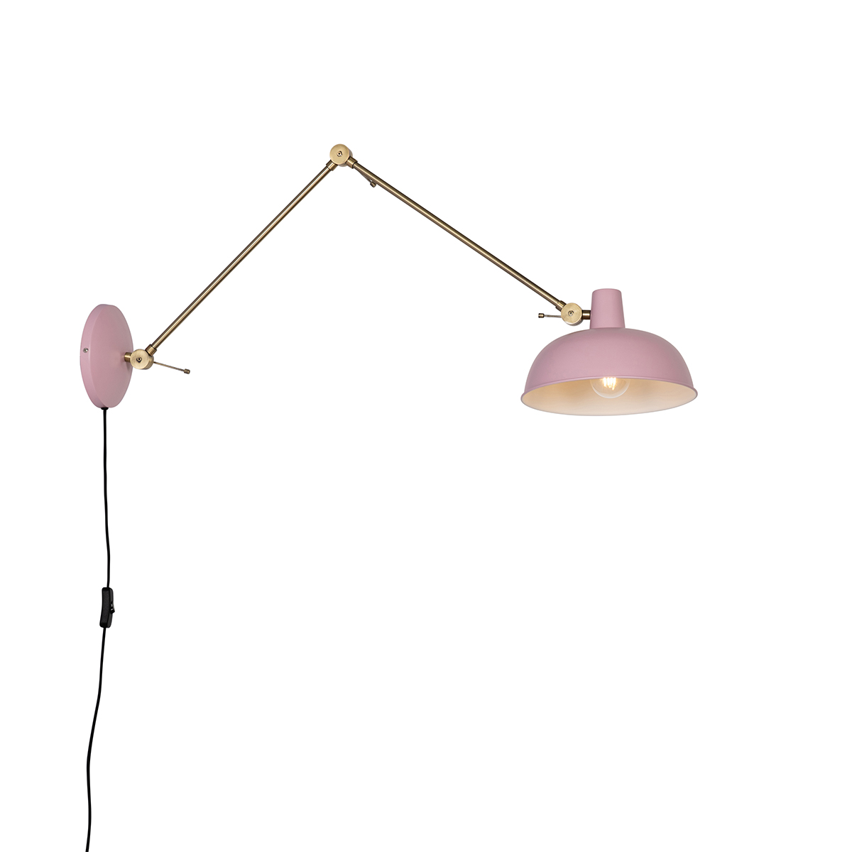 Retro nástenná lampa ružová s bronzom - Milou