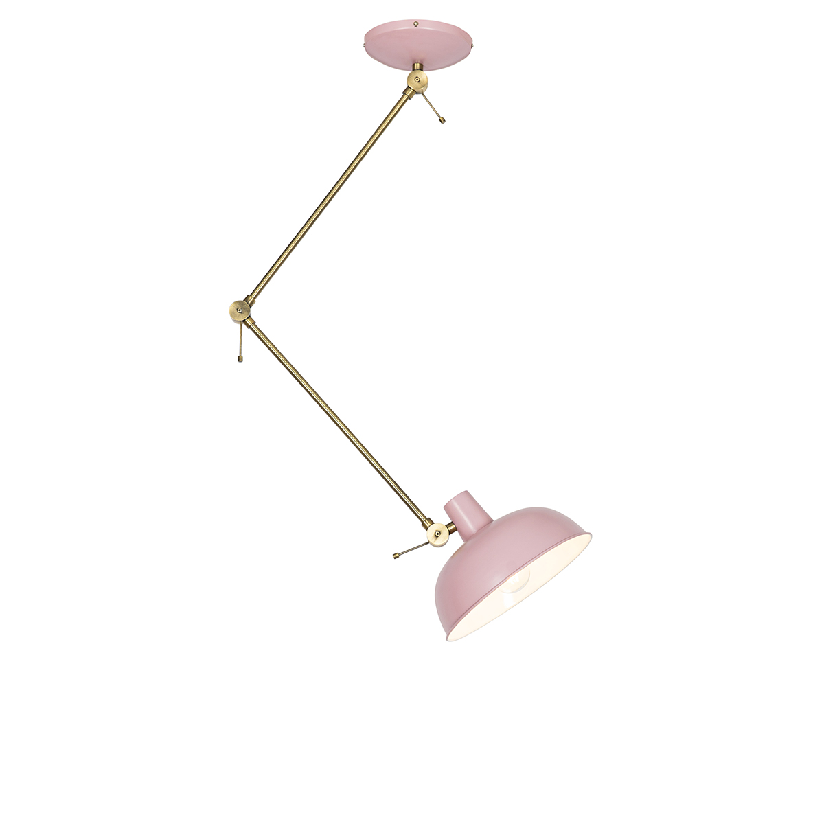 QAZQA Retro taklampa rosa med brons – Milou