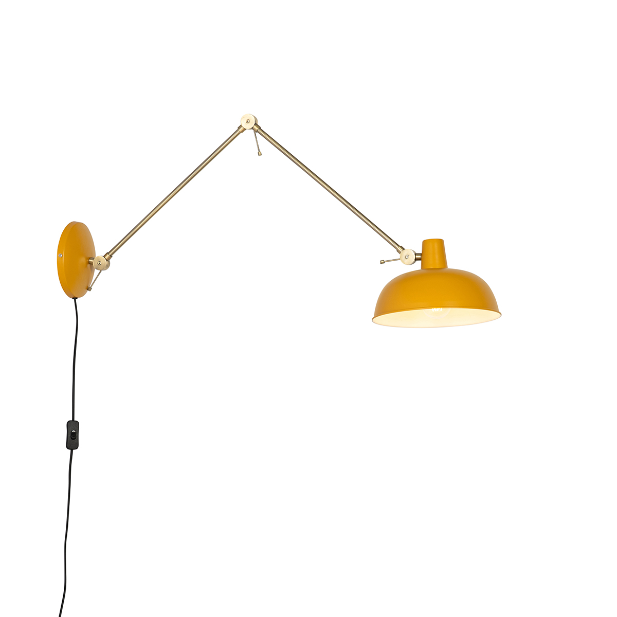 Retro nástenná lampa žltá s bronzom - Milou