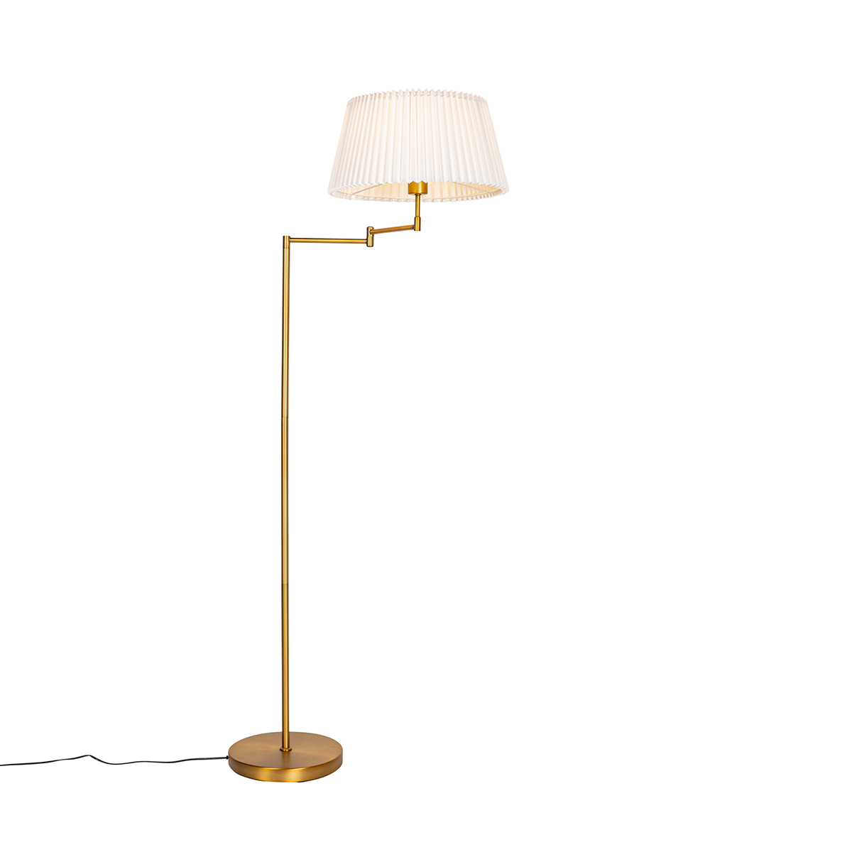 Bronze floor lamp with white pleated shade and adjustable arm - Ladas Deluxe