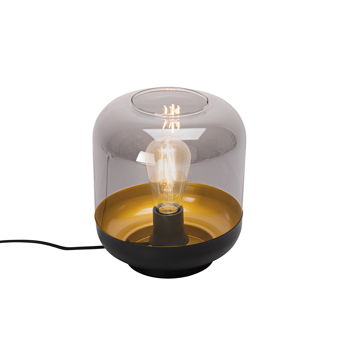 Lampa de masa de design neagra cu sticla aurie si fum - Kyan