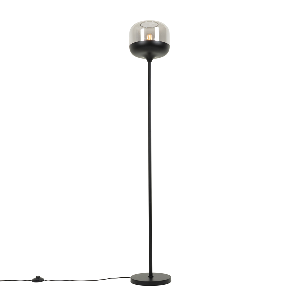 lampadaire design noir avec verre doré et fumé - kyan