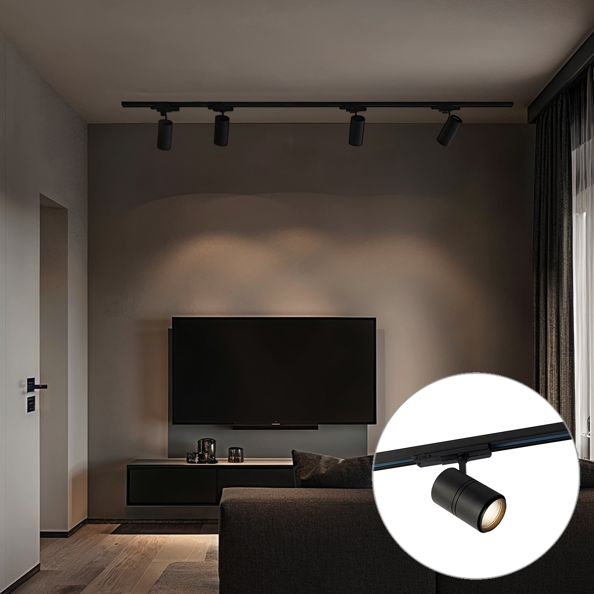 Moderný 3-fázový koľajnicový systém so 4 čiernymi reflektormi - 3-fázový Ruler