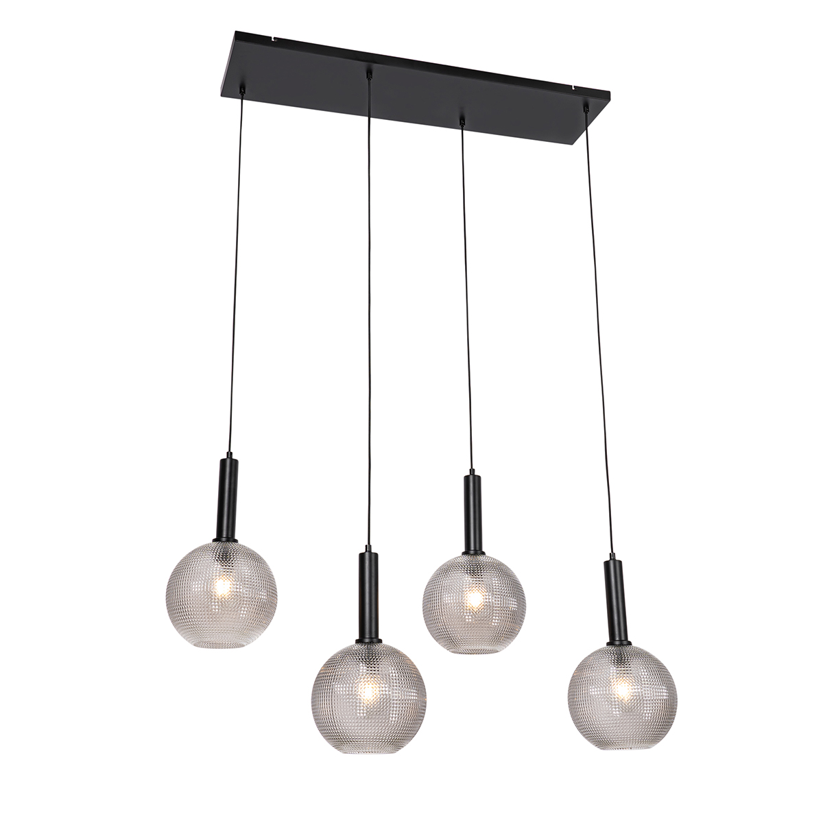Design hanging lamp black with smoke glass 4-lights - Chico