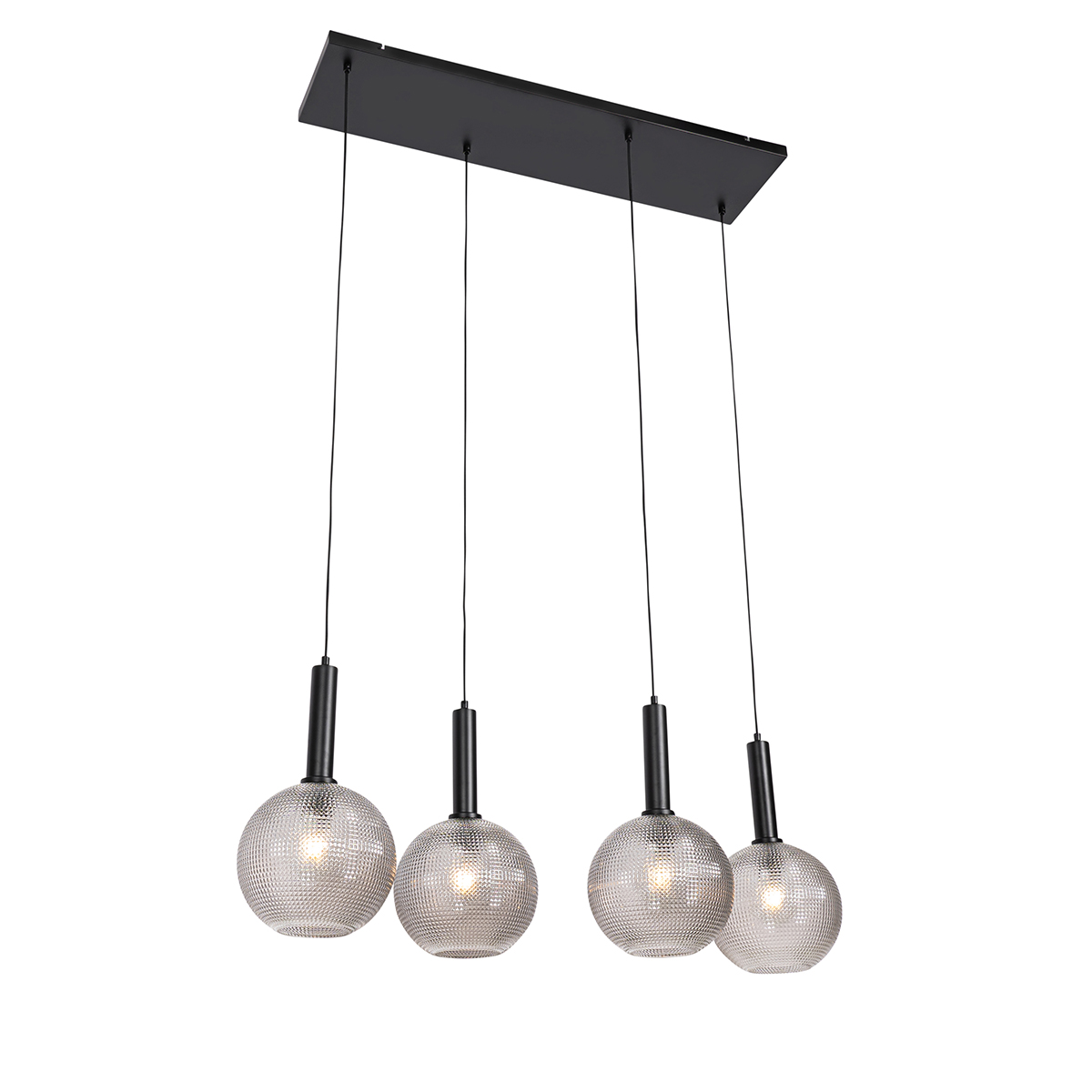 Lámpara colgante de diseño negra con cristal ahumado 4 luces - Chico