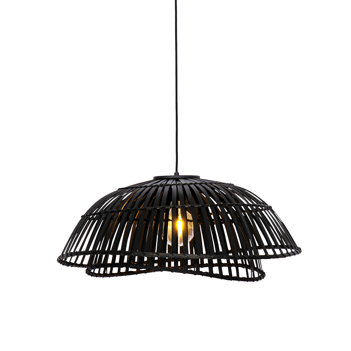 Levně Orientální závěsná lampa černý bambus 62 cm - Pua
