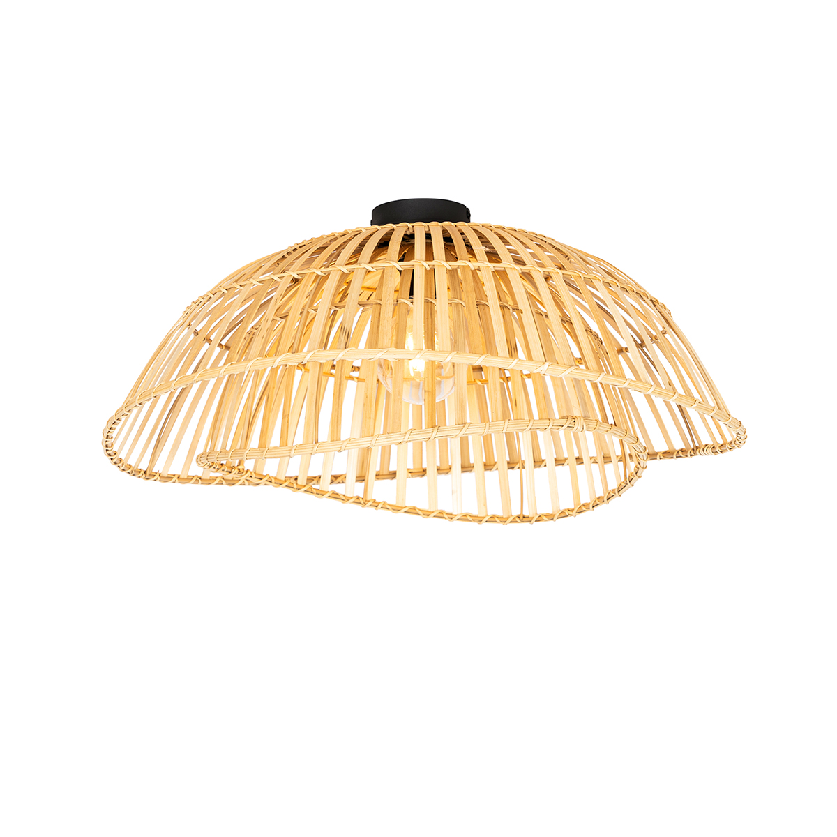 Oriental ceiling lamp black with natural bamboo 62 cm - Pua