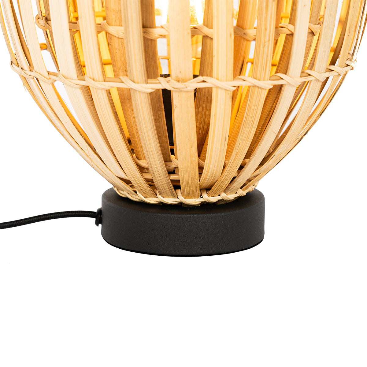 Lampada da tavolo orientale nera con bambù naturale - Pua
