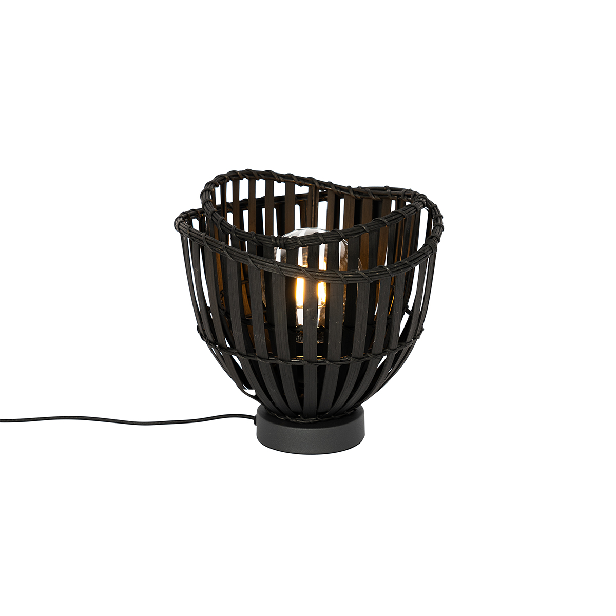 Orientalisk bordslampa svart bambu - Pua