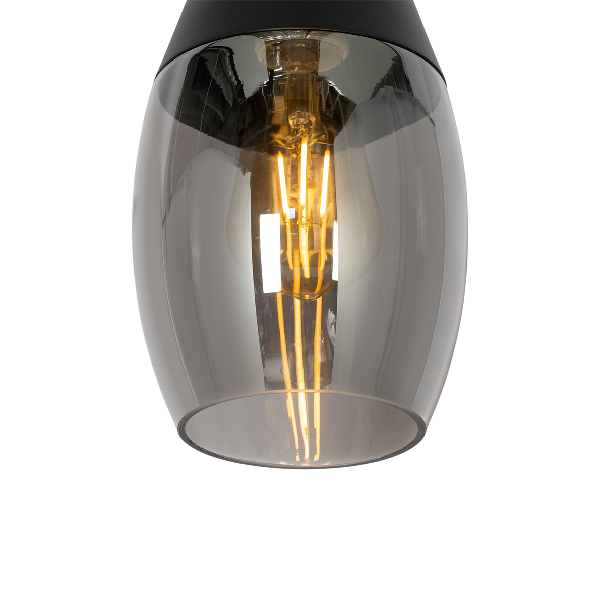Lampada a sospensione moderna nera con vetro fumé - Drop