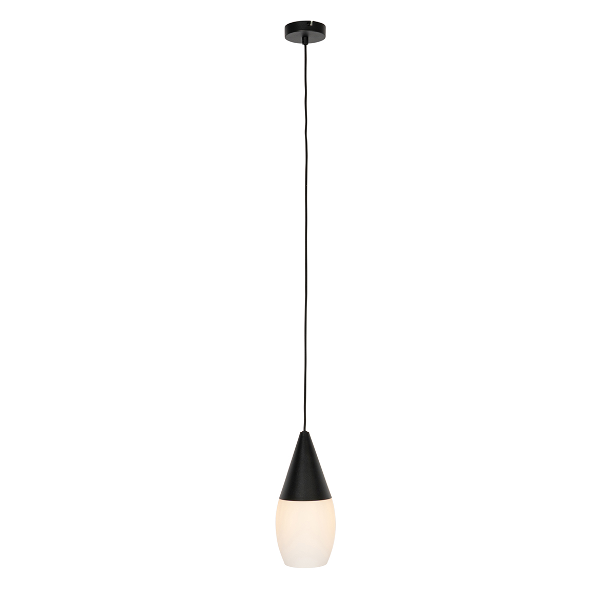 Moderne Hängelampe schwarz mit Opalglas - Drop