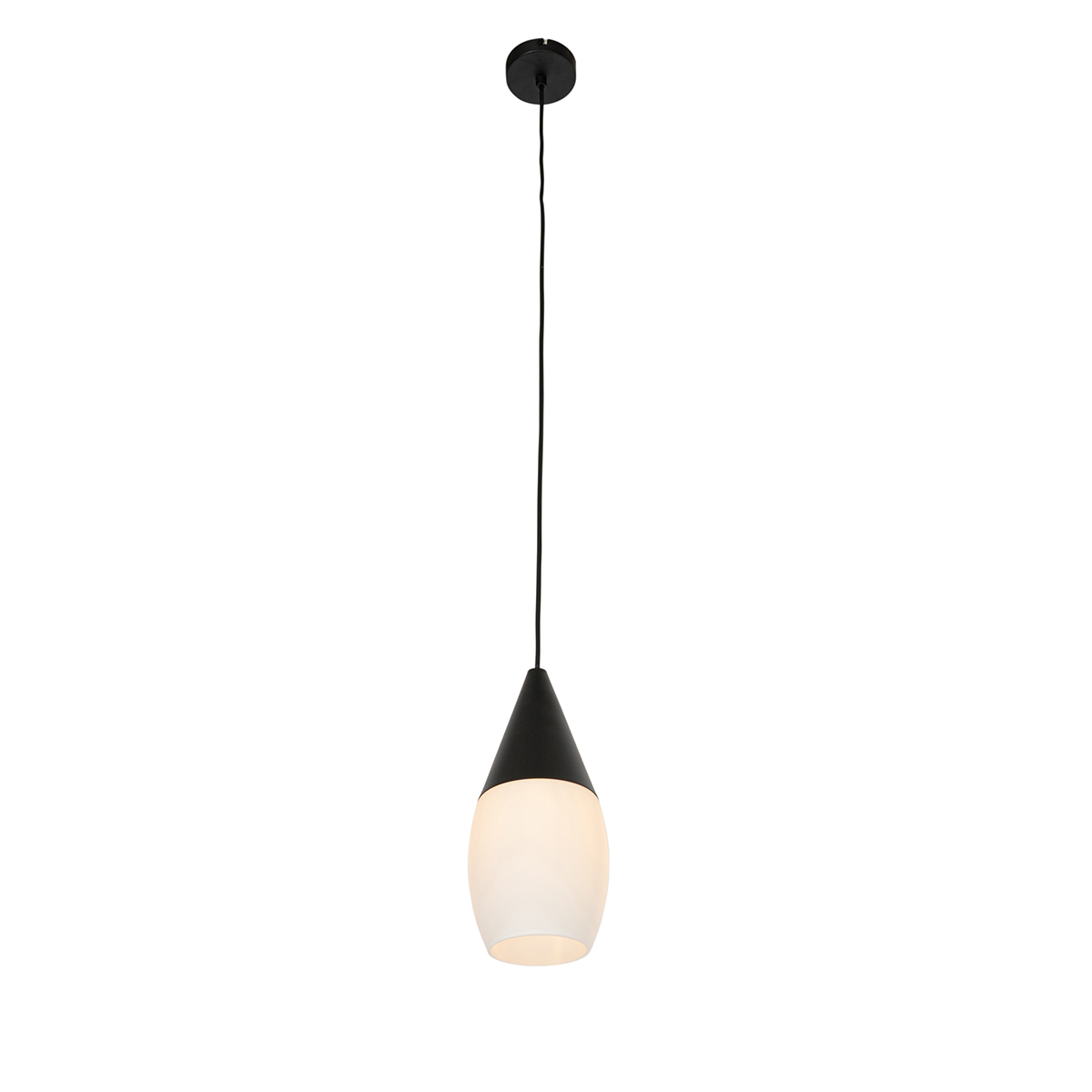 Moderne Hängelampe schwarz mit Opalglas - Drop