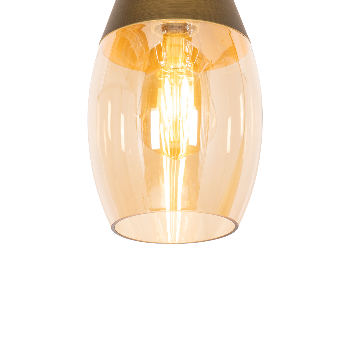 Lámpara colgante moderna dorada con cristal ámbar - Drop
